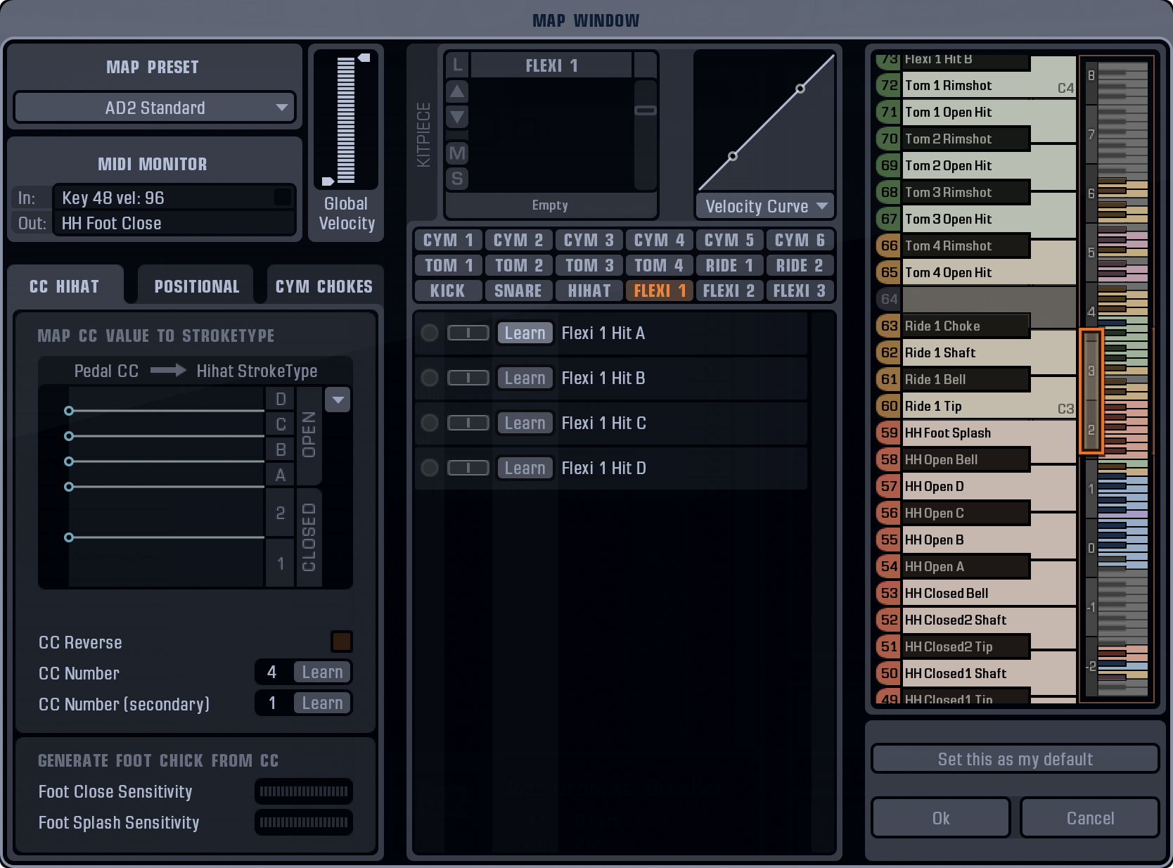 Map Window of Addictive Drums 2